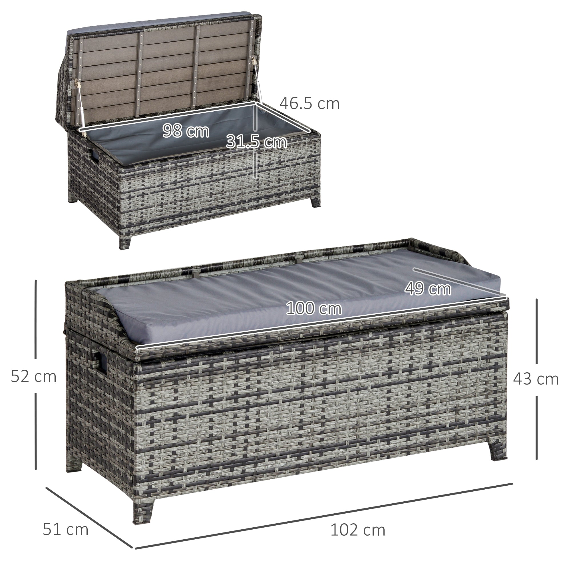 PE Rattan Outdoor Garden Storage Box 130Ltr - Velmora