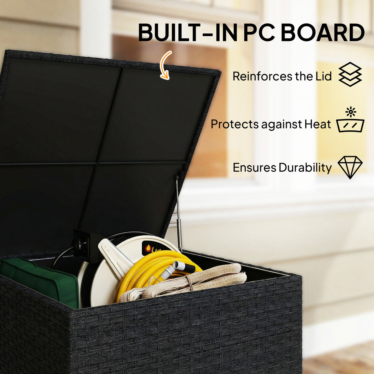 PE Rattan Outdoor Garden Storage Box 253Ltr - Velmora