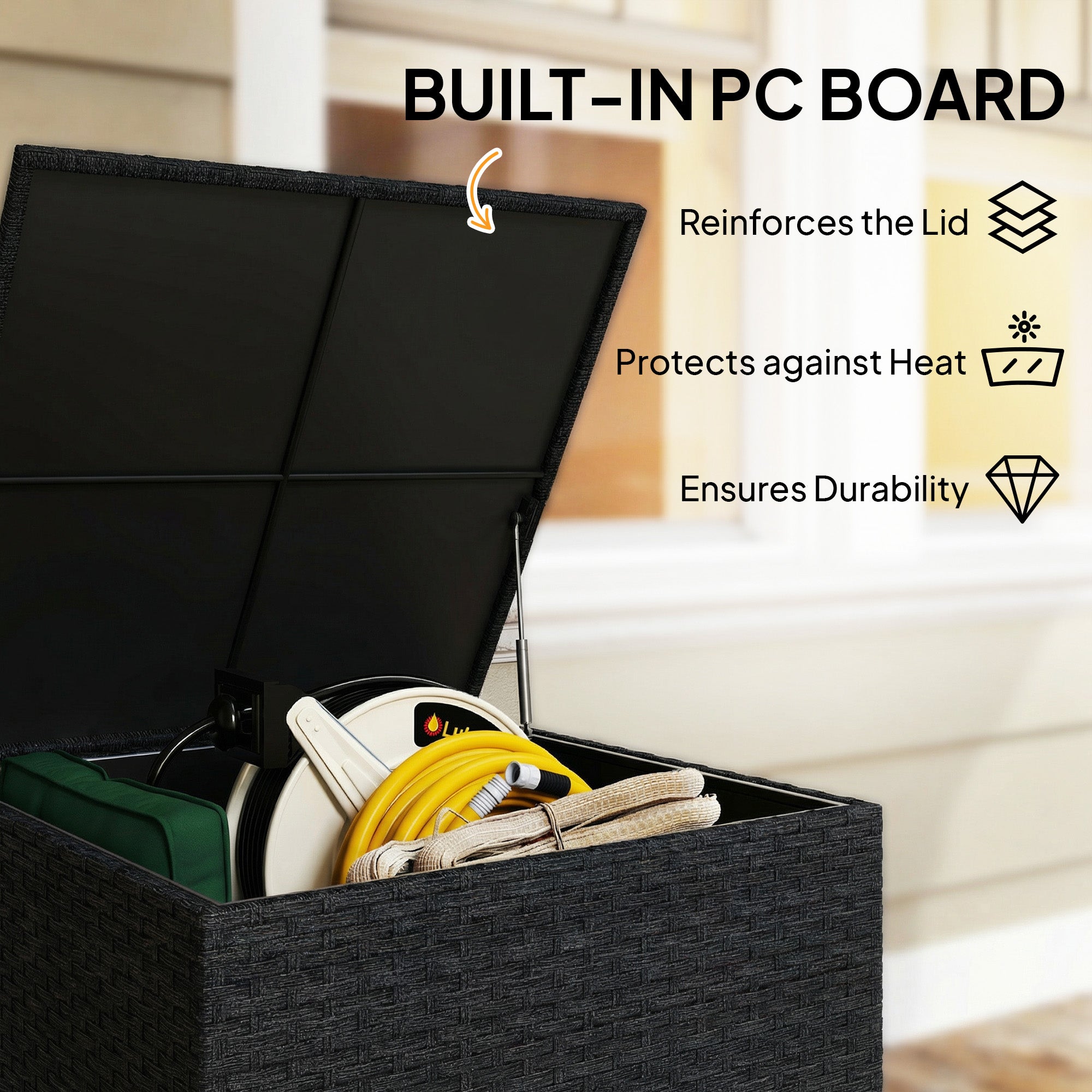 PE Rattan Outdoor Garden Storage Box 253Ltr - Velmora
