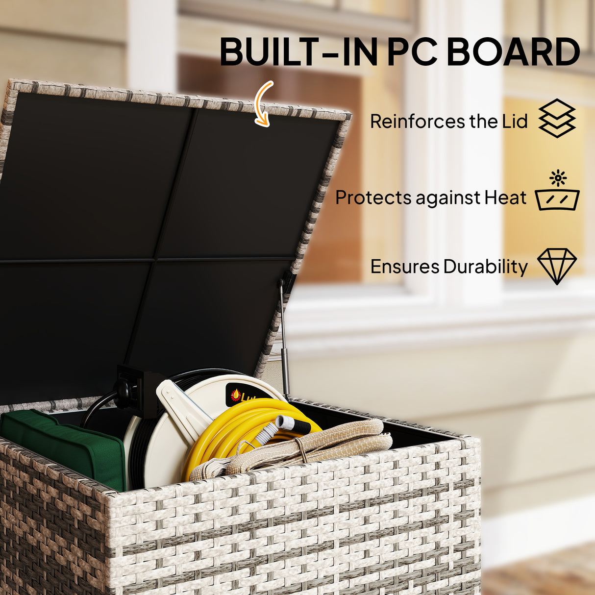 PE Rattan Outdoor Garden Storage Box 253Ltr - Velmora