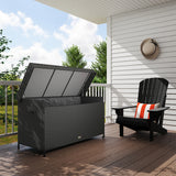 PE Rattan Outdoor Garden Storage Box 627Ltr With 2 Brake Wheels - Velmora