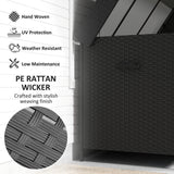 PE Rattan Outdoor Garden Storage Box 627Ltr With 2 Brake Wheels - Velmora
