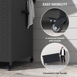 PE Rattan Outdoor Garden Storage Box 627Ltr With 2 Brake Wheels - Velmora
