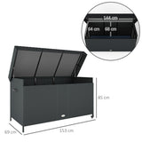 PE Rattan Outdoor Garden Storage Box 627Ltr With 2 Brake Wheels - Velmora