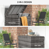 PE Rattan Outdoor Garden Storage Box 627Ltr With 2 Brake Wheels - Velmora
