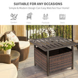 PE Rattan Slatted Top Outdoor Garden Coffee Table With Umbrella Hole - Velmora
