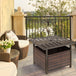 PE Rattan Slatted Top Outdoor Garden Coffee Table With Umbrella Hole - Velmora