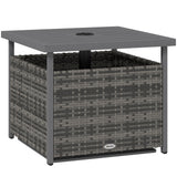 PE Rattan Slatted Top Outdoor Garden Coffee Table With Umbrella Hole - Velmora