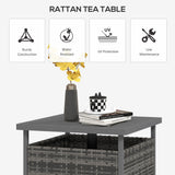 PE Rattan Slatted Top Outdoor Garden Coffee Table With Umbrella Hole - Velmora