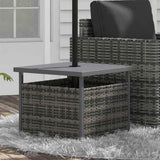 PE Rattan Slatted Top Outdoor Garden Coffee Table With Umbrella Hole - Velmora