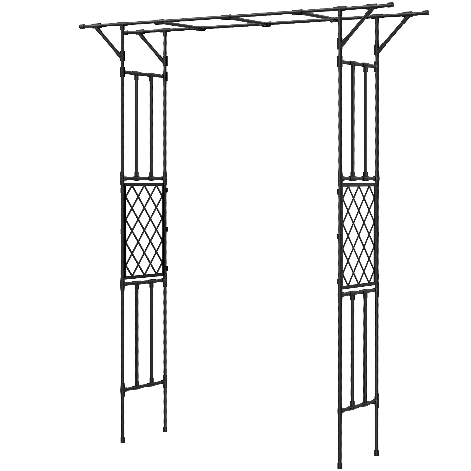 PE Steel Outdoor Garden Arch Trellis 213cm High - Velmora