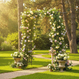 PE Steel Outdoor Garden Arch Trellis 213cm High - Velmora