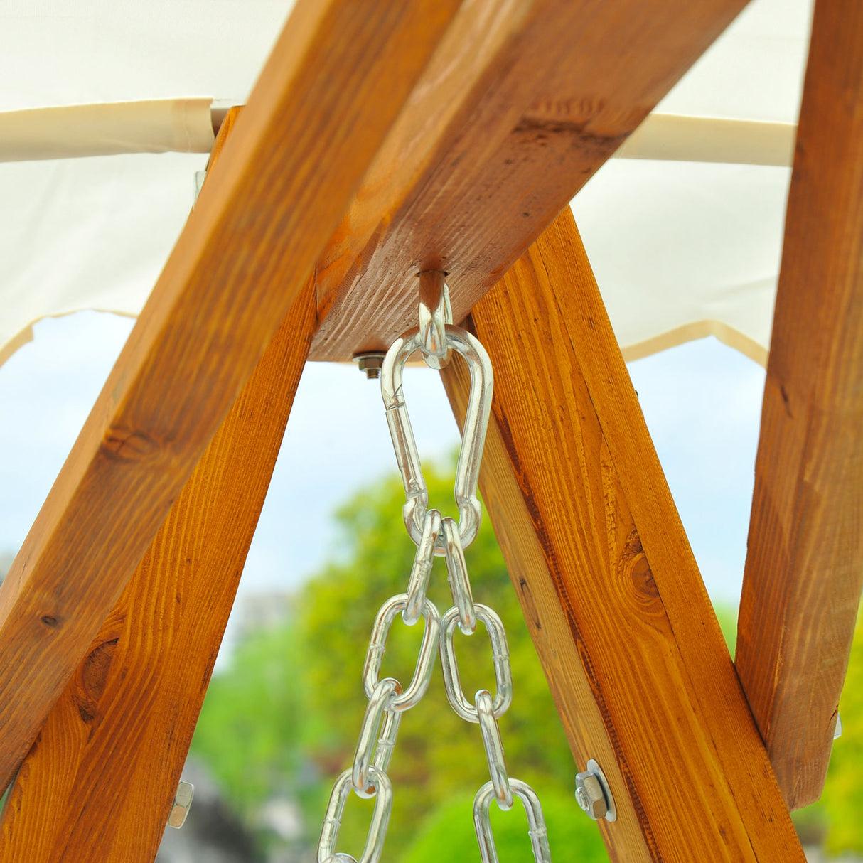Pine Wood 2 Seater Garden Swing Hammock Bench - Velmora
