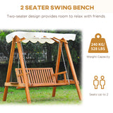 Pine Wood 2 Seater Garden Swing Hammock Bench - Velmora
