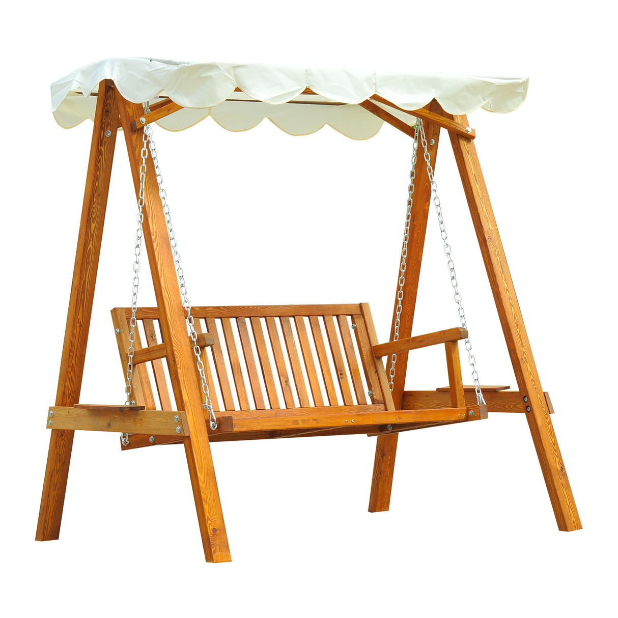 Pine Wood 2 Seater Garden Swing Hammock Bench - Velmora