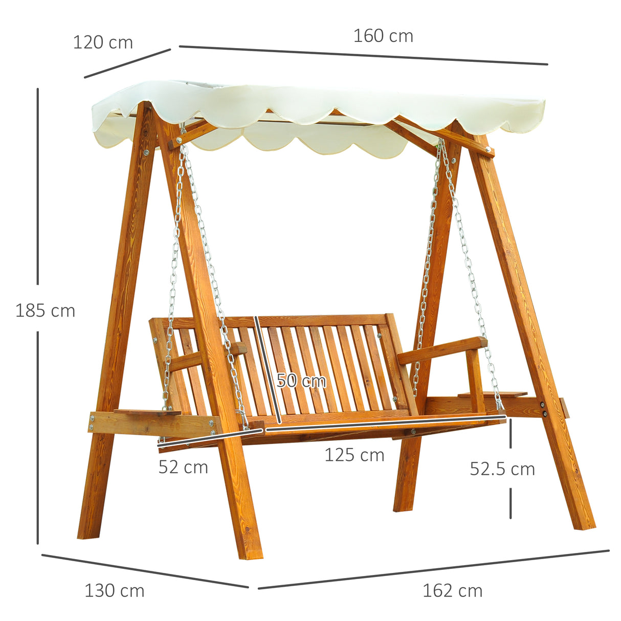Pine Wood 2 Seater Garden Swing Hammock Bench - Velmora