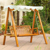 Pine Wood 2 Seater Garden Swing Hammock Bench - Velmora