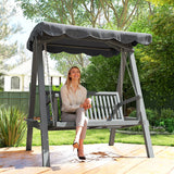 Pine Wood 2 Seater Garden Swing Hammock Bench - Velmora