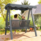 Pine Wood 2 Seater Garden Swing Hammock Bench - Velmora