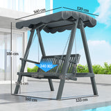 Pine Wood 2 Seater Garden Swing Hammock Bench - Velmora