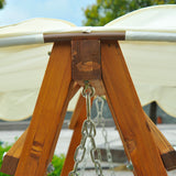 Pine Wood 3 Seater Garden Swing Hammock Bench - Velmora
