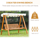 Pine Wood 3 Seater Garden Swing Hammock Bench - Velmora