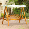 Pine Wood 3 Seater Garden Swing Hammock Bench - Velmora