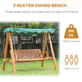 Pine Wood 3 Seater Garden Swing Hammock Bench - Velmora