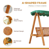 Pine Wood 3 Seater Garden Swing Hammock Bench - Velmora