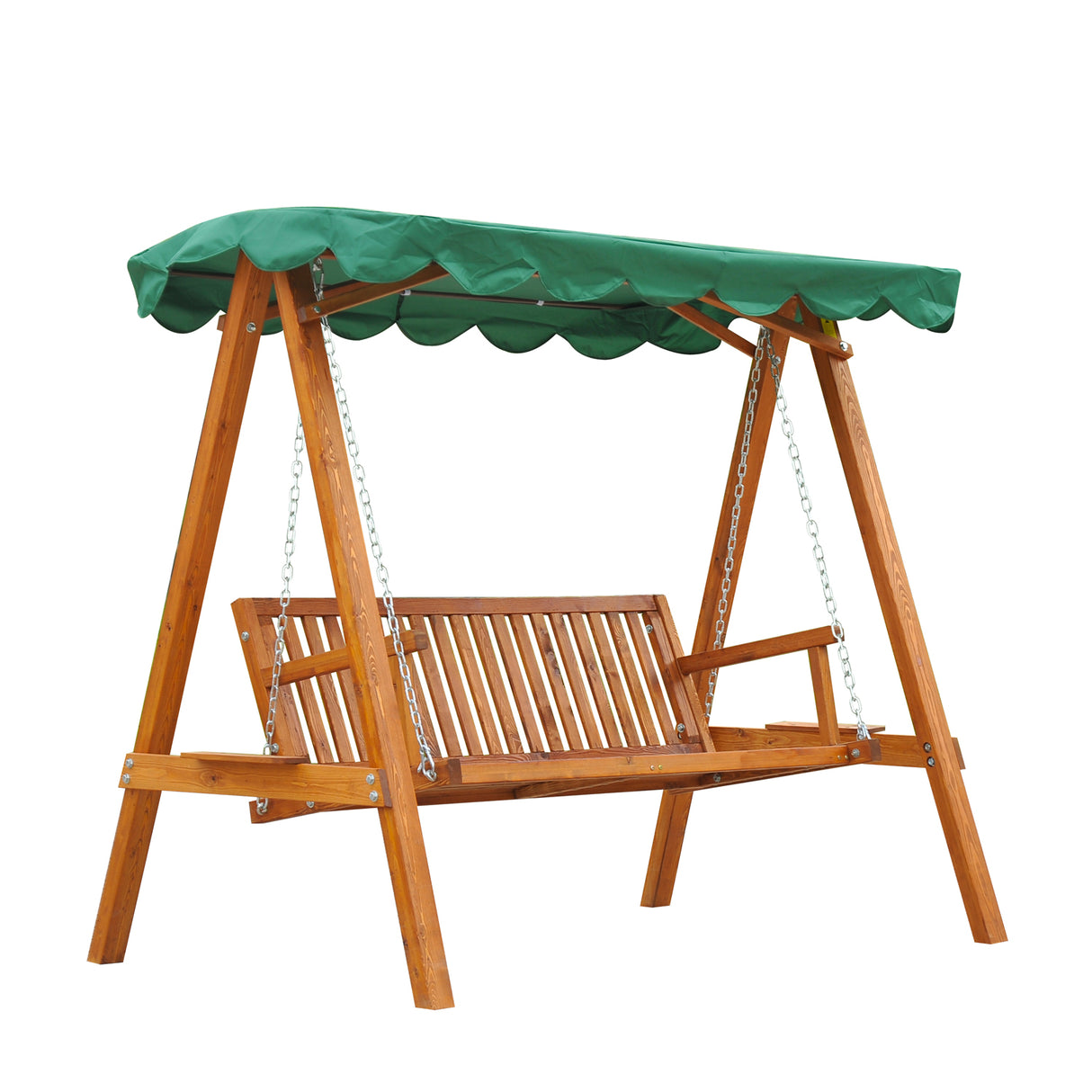 Pine Wood 3 Seater Garden Swing Hammock Bench - Velmora