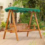 Pine Wood 3 Seater Garden Swing Hammock Bench - Velmora