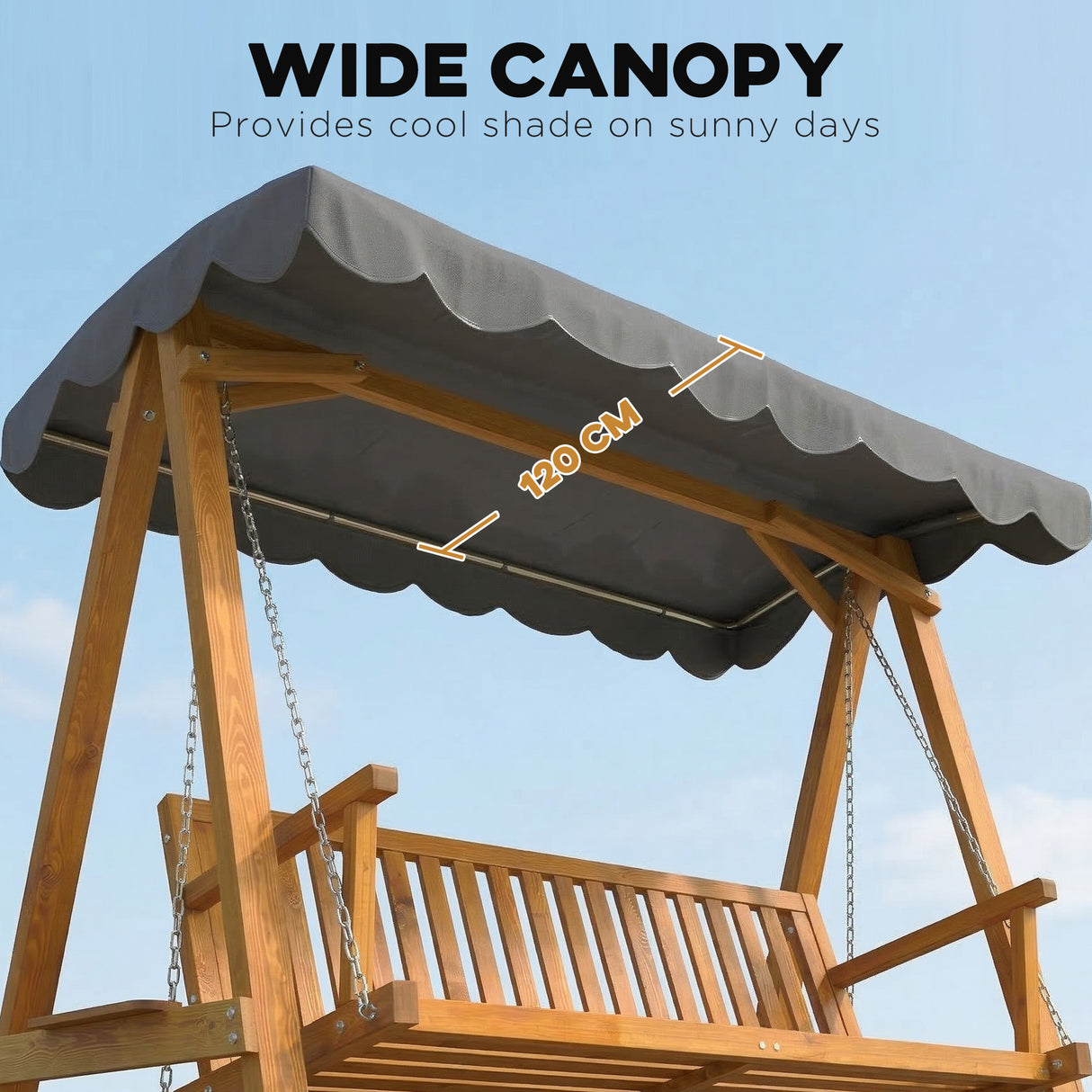 Pine Wood 3 Seater Garden Swing Hammock Bench - Velmora