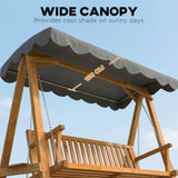 Pine Wood 3 Seater Garden Swing Hammock Bench - Velmora