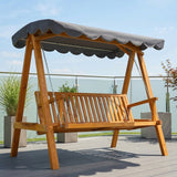 Pine Wood 3 Seater Garden Swing Hammock Bench - Velmora