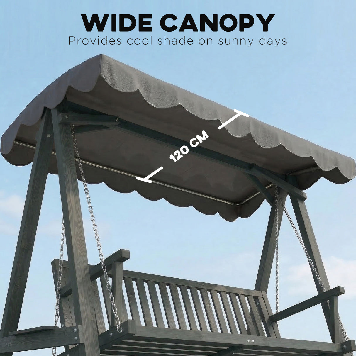 Pine Wood 3 Seater Garden Swing Hammock Bench - Velmora