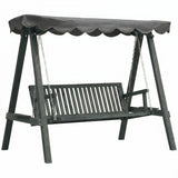 Pine Wood 3 Seater Garden Swing Hammock Bench - Velmora