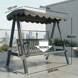 Pine Wood 3 Seater Garden Swing Hammock Bench - Velmora