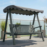 Pine Wood 3 Seater Garden Swing Hammock Bench - Velmora