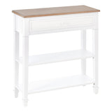 Pine Wood Console Table 75.6cm Wide With 1 Drawer And 2 Shelves - Velmora