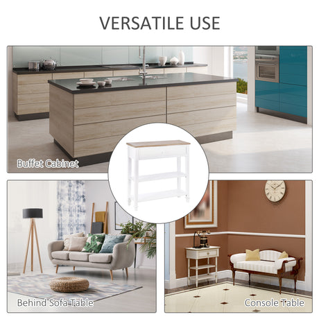 Pine Wood Console Table 75.6cm Wide With 1 Drawer And 2 Shelves - Velmora