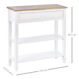 Pine Wood Console Table 75.6cm Wide With 1 Drawer And 2 Shelves - Velmora