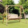 Pine Wood 2 Seater Garden Swing Chair Hammock Bench - Velmora