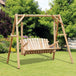 Pine Wood 2 Seater Garden Swing Chair Hammock Bench - Velmora