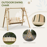 Pine Wood 2 Seater Garden Swing Chair Hammock Bench - Velmora