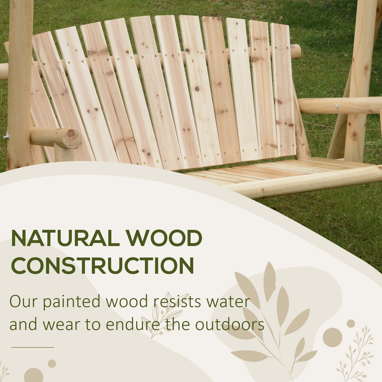 Pine Wood 2 Seater Garden Swing Chair Hammock Bench - Velmora