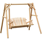 Pine Wood 2 Seater Garden Swing Chair Hammock Bench - Velmora