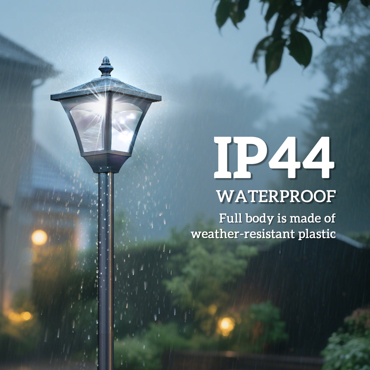 Plastic 1.2m Solar Powered Garden Lamp Post - Velmora