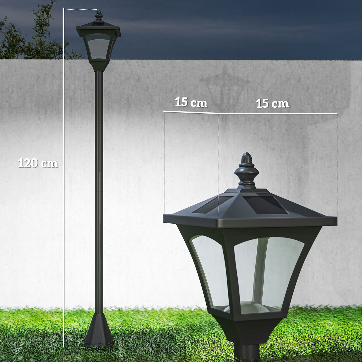 Plastic 1.2m Solar Powered Garden Lamp Post - Velmora