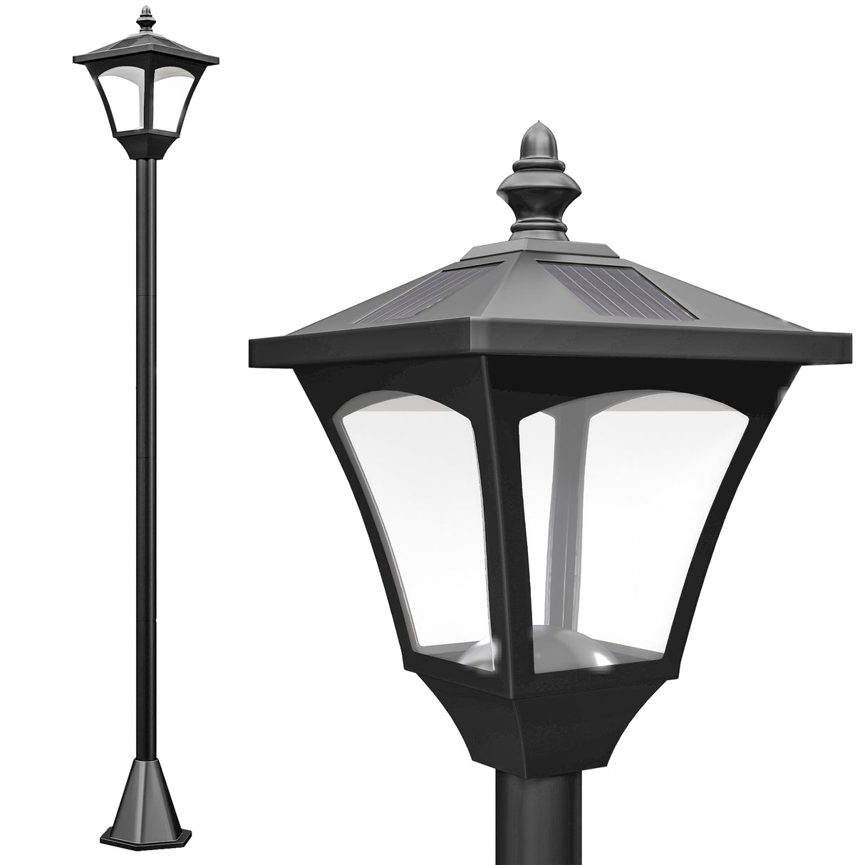 Plastic 1.2m Solar Powered Garden Lamp Post - Velmora