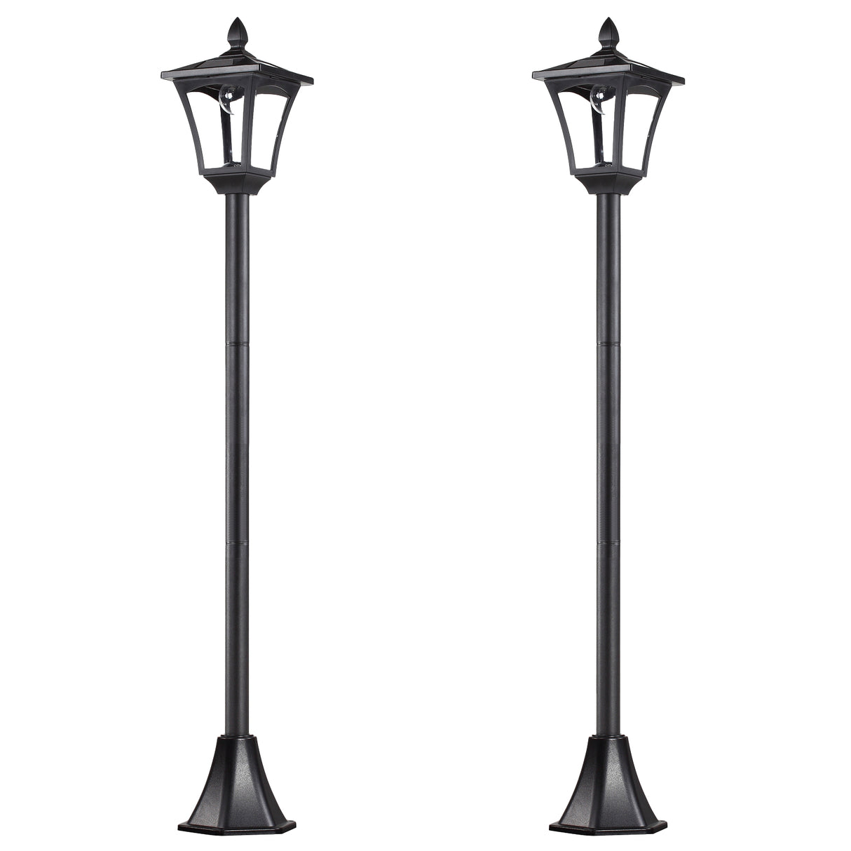 Plastic 2 Pieces 1.6m Tall Garden Solar Garden Lamp Post - Velmora